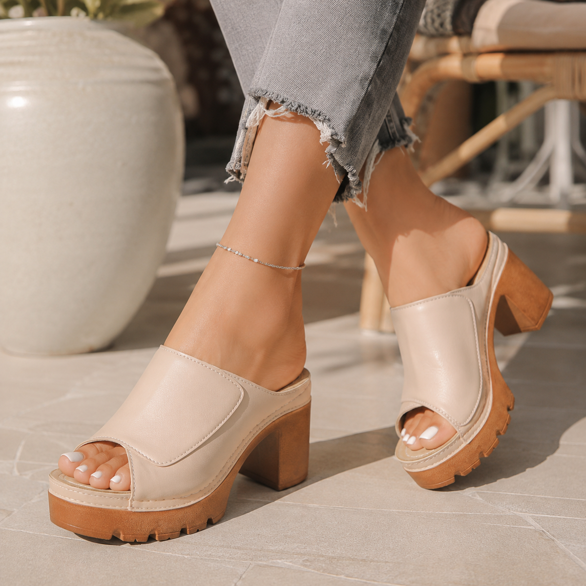 Olivia Platform Block-Heel Sandals
