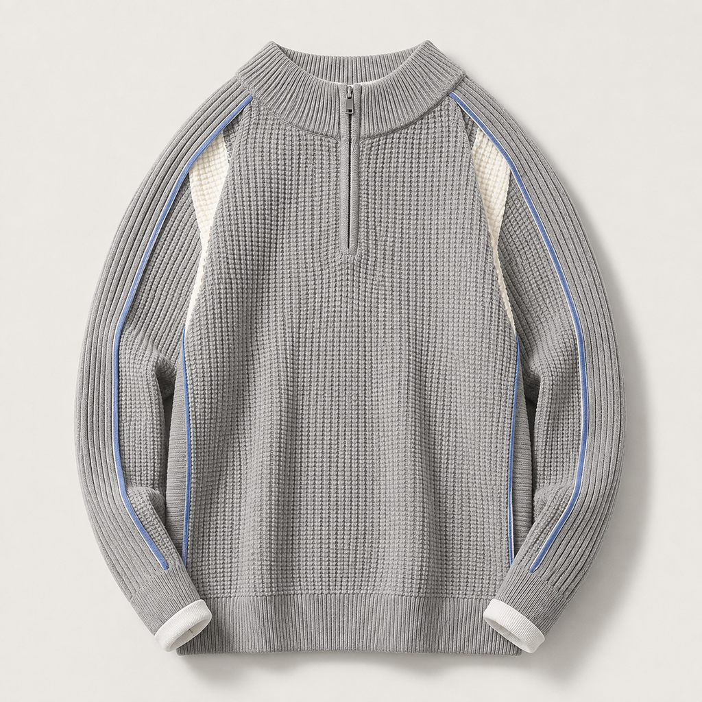 Oliver Quarter-Zip Textured Knit Sweater