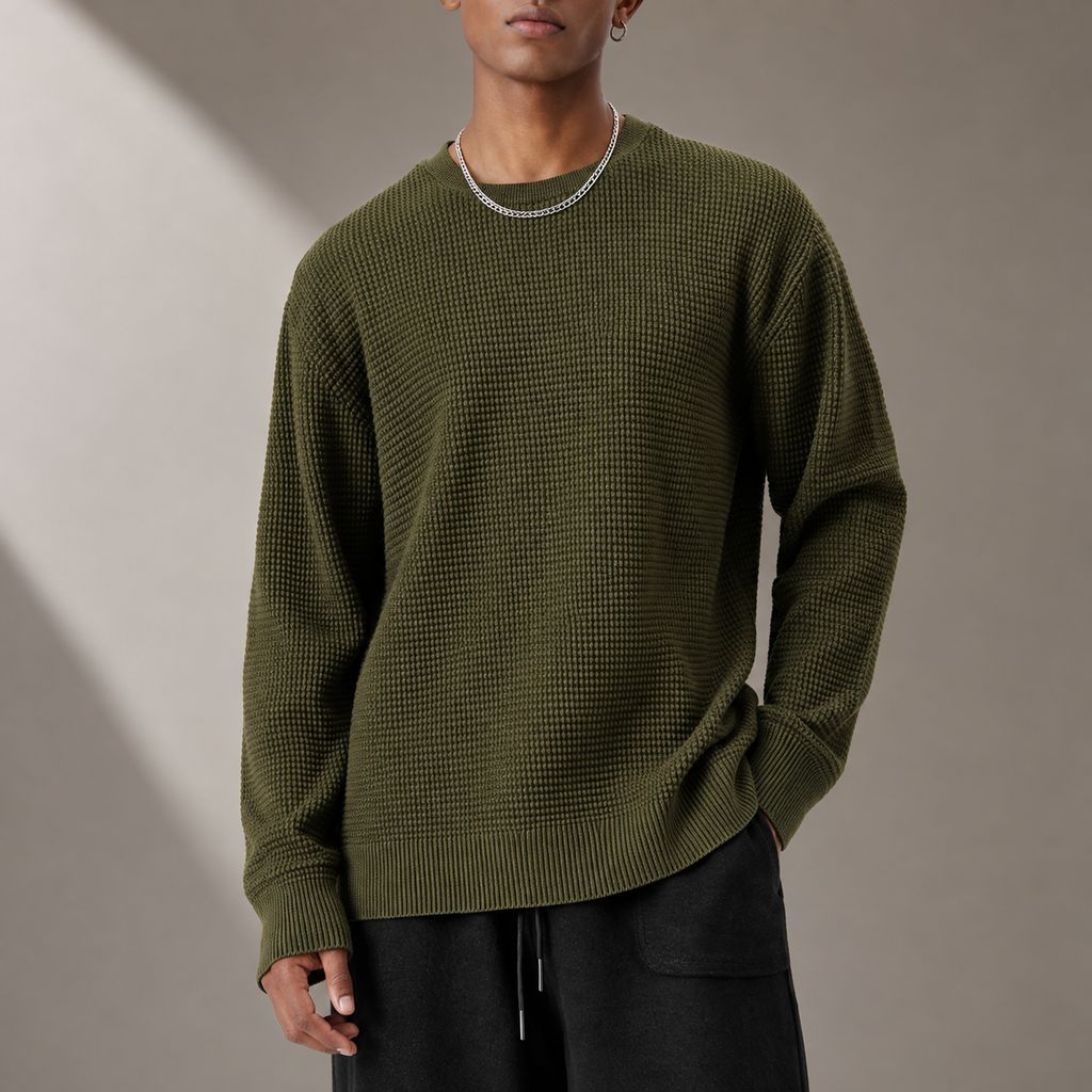 Adrian Men’s Textured Crew Neck Knit Sweater