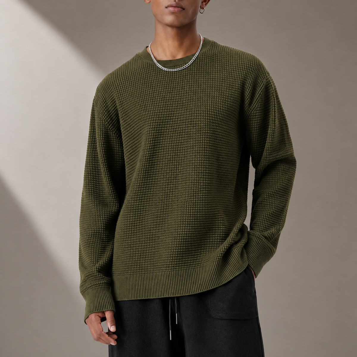Adrian Men’s Textured Crew Neck Knit Sweater