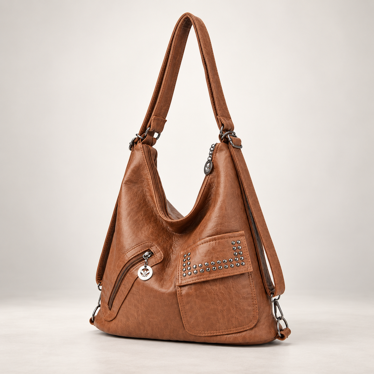 Elodie Women’s Hobo Shoulder Bag with Studded Pockets