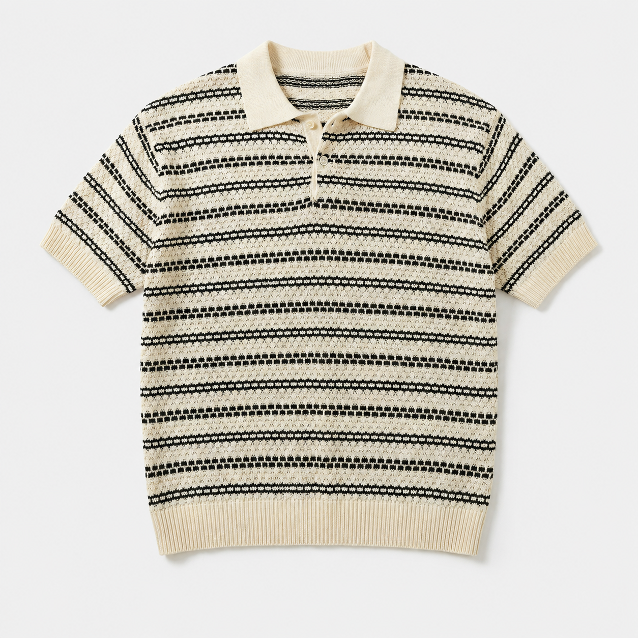 Caleb Men’s Striped Knit Polo Shirt