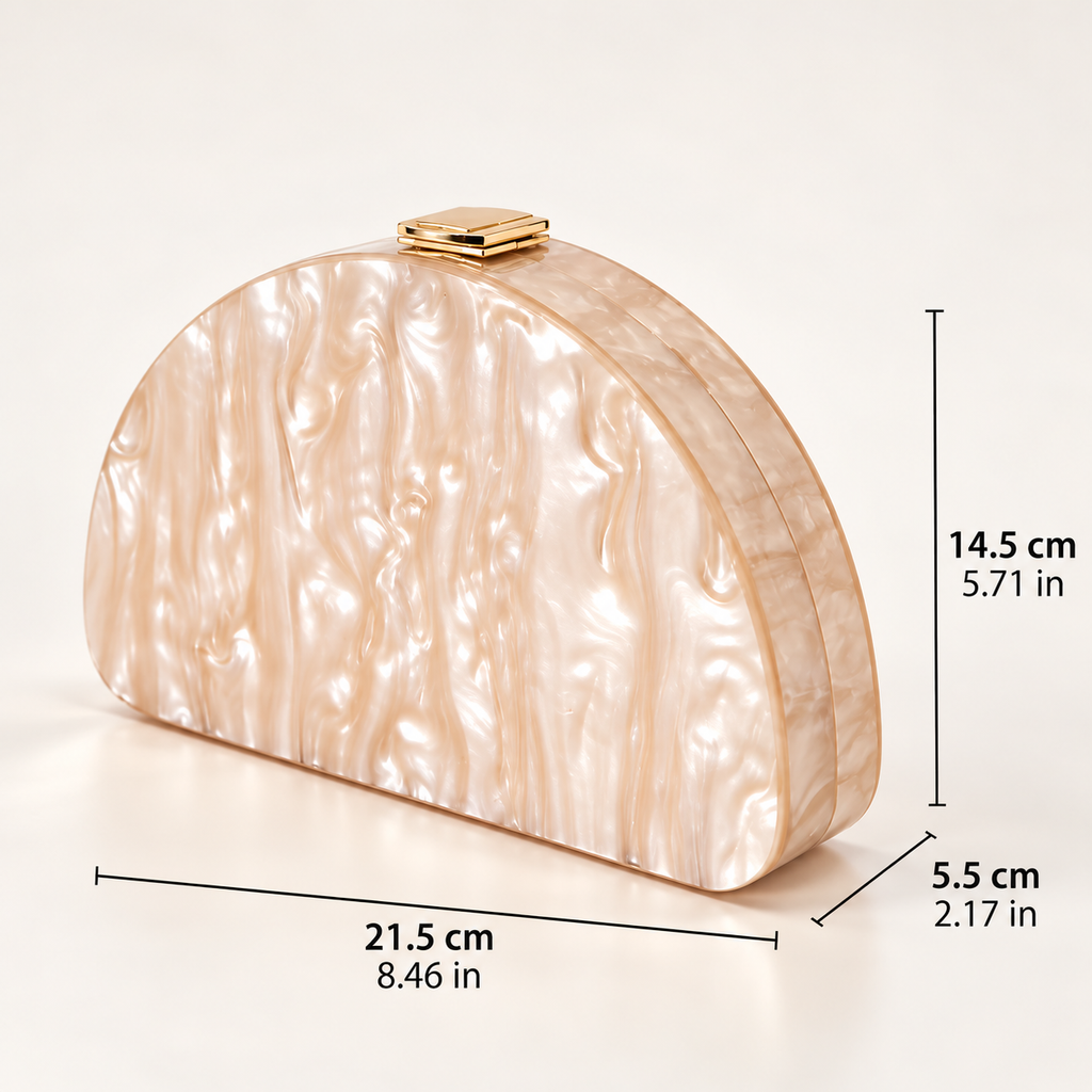 Isabella Pearl Acrylic Half-Moon Clutch Bag
