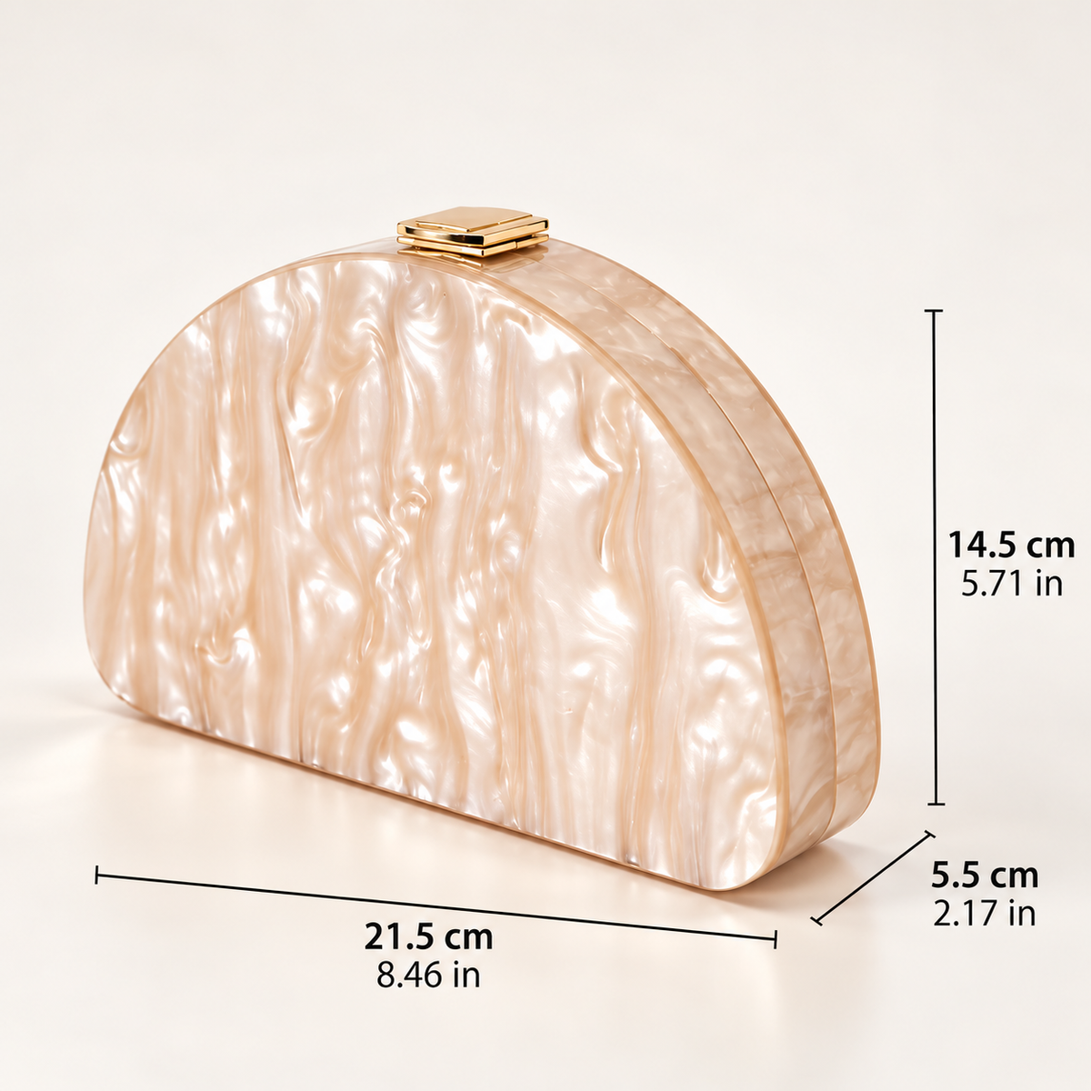 Isabella Pearl Acrylic Half-Moon Clutch Bag