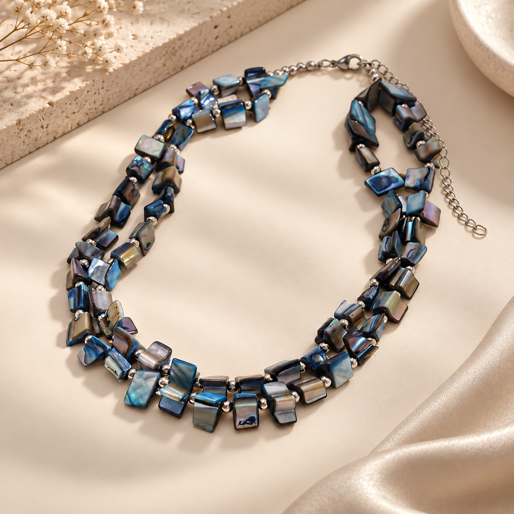 Rosalie Women’s Layered Shell Bead Necklace – Multicolor Statement Jewelry