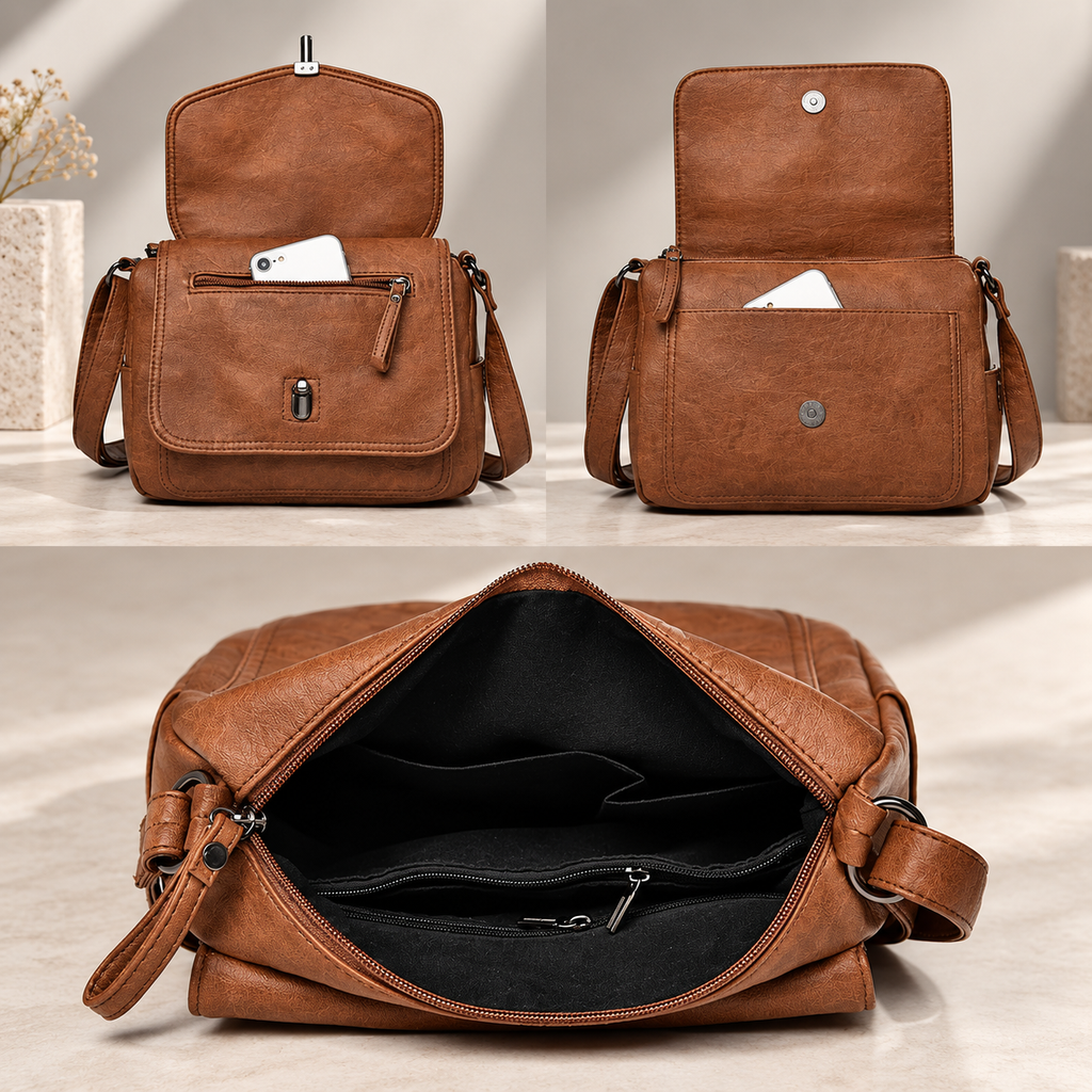 Camille Women’s Vintage-Inspired Crossbody Shoulder Bag with Flap