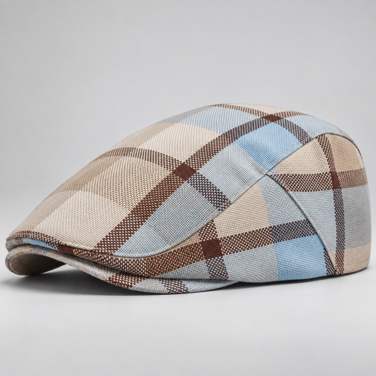 Bennett Men’s Plaid Flat Cap – Classic Check Driving Newsboy Hat