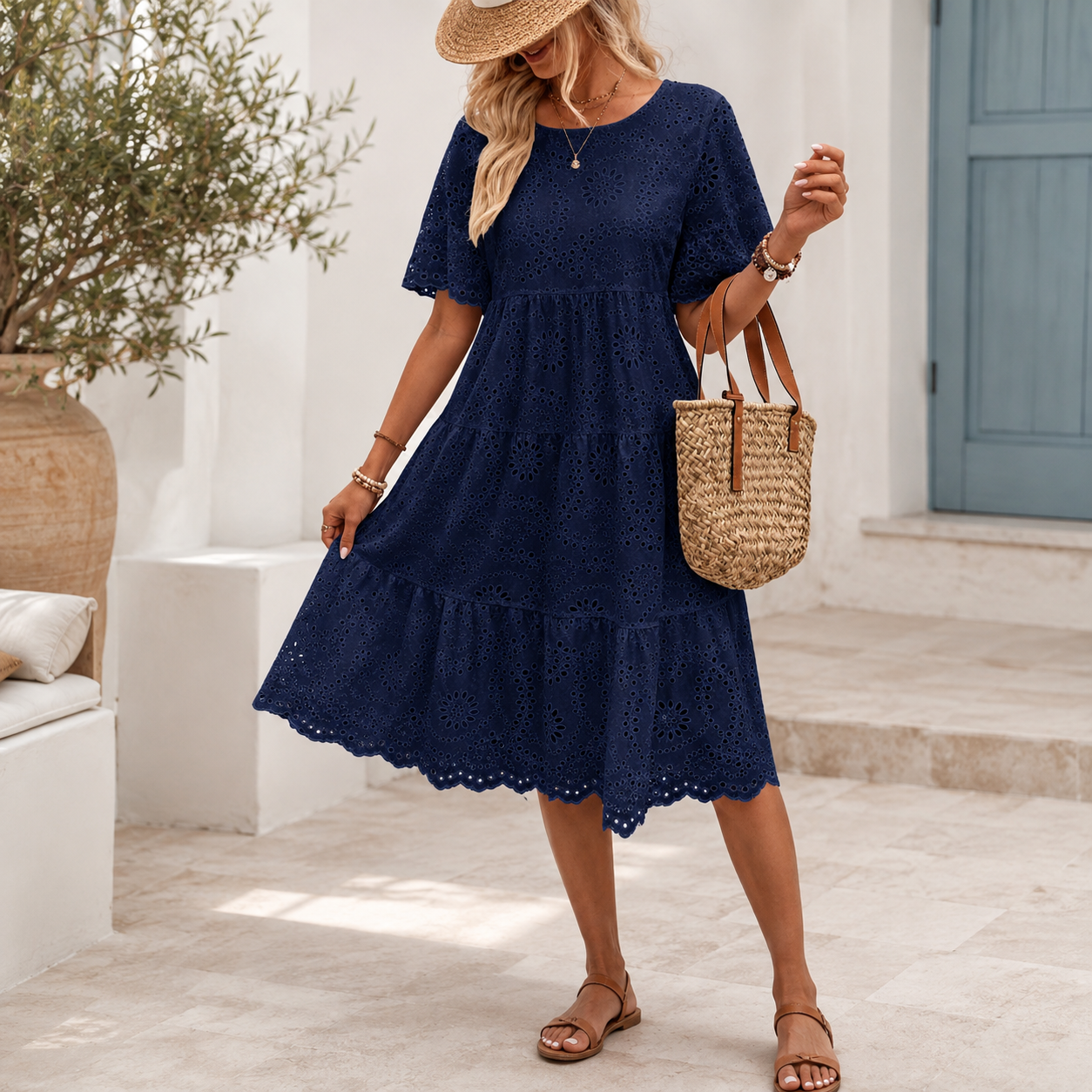 Brooklyn Women’s Eyelet Tiered Dress