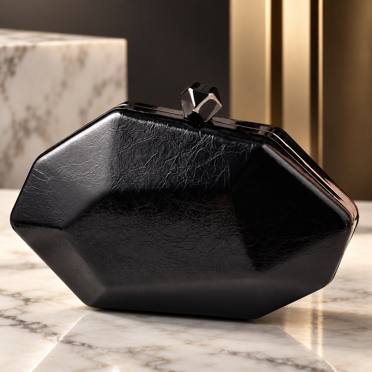 Alessia Geometric Evening Clutch with Faceted Top Clasp