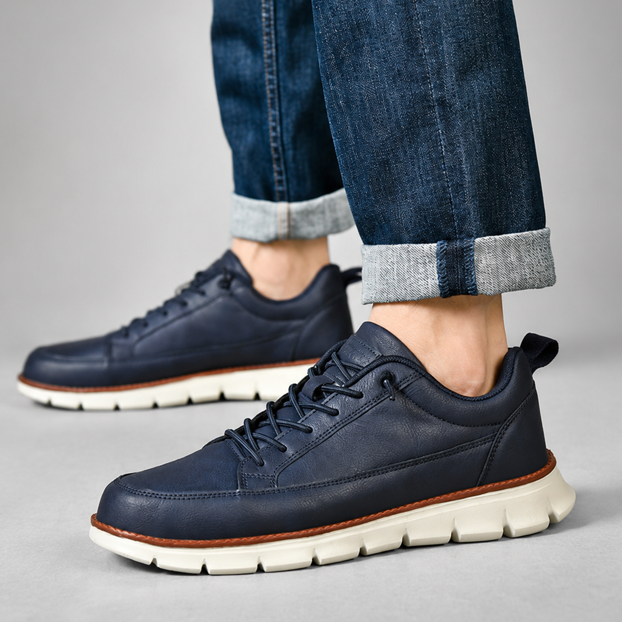 Logan Men’s Lace-Up Casual Walking Sneakers with Flexible Sole