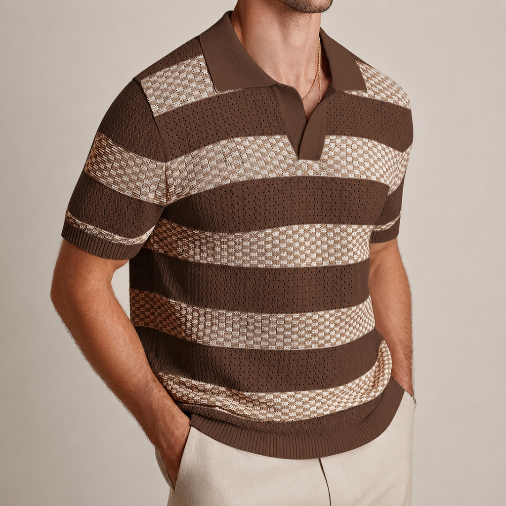 Evan Men’s Textured Stripe Knit Polo