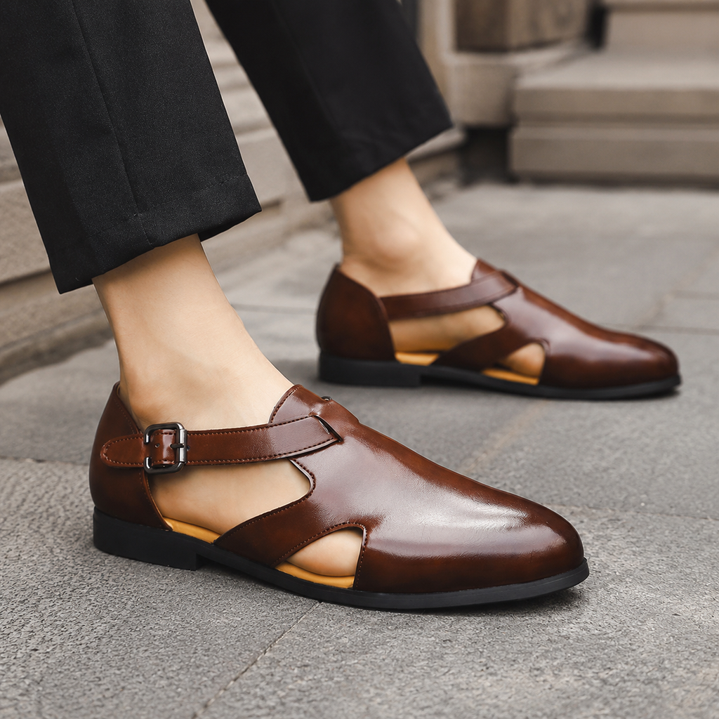 Logan Genuine Leather Closed-Toe Sandals