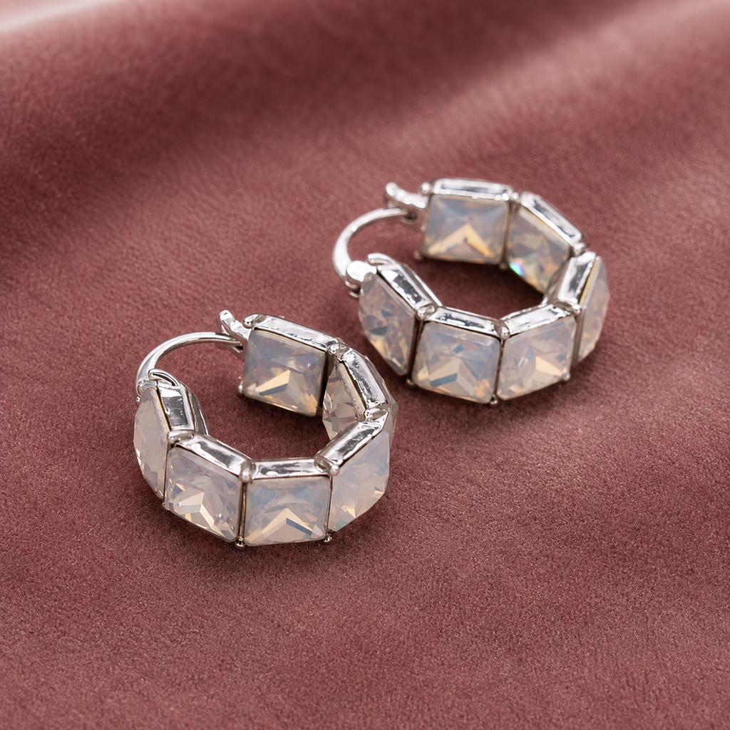 Savannah Prism Square Crystal Hoop Earrings