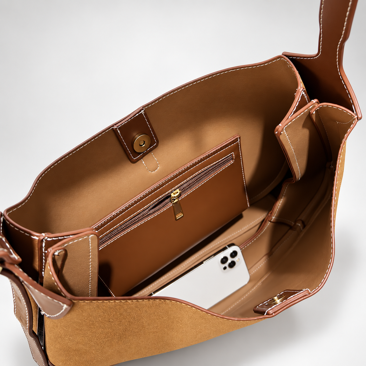Beatrice Crescent Hobo Bag – Minimal Shoulder Handbag with Gold-Tone Accent