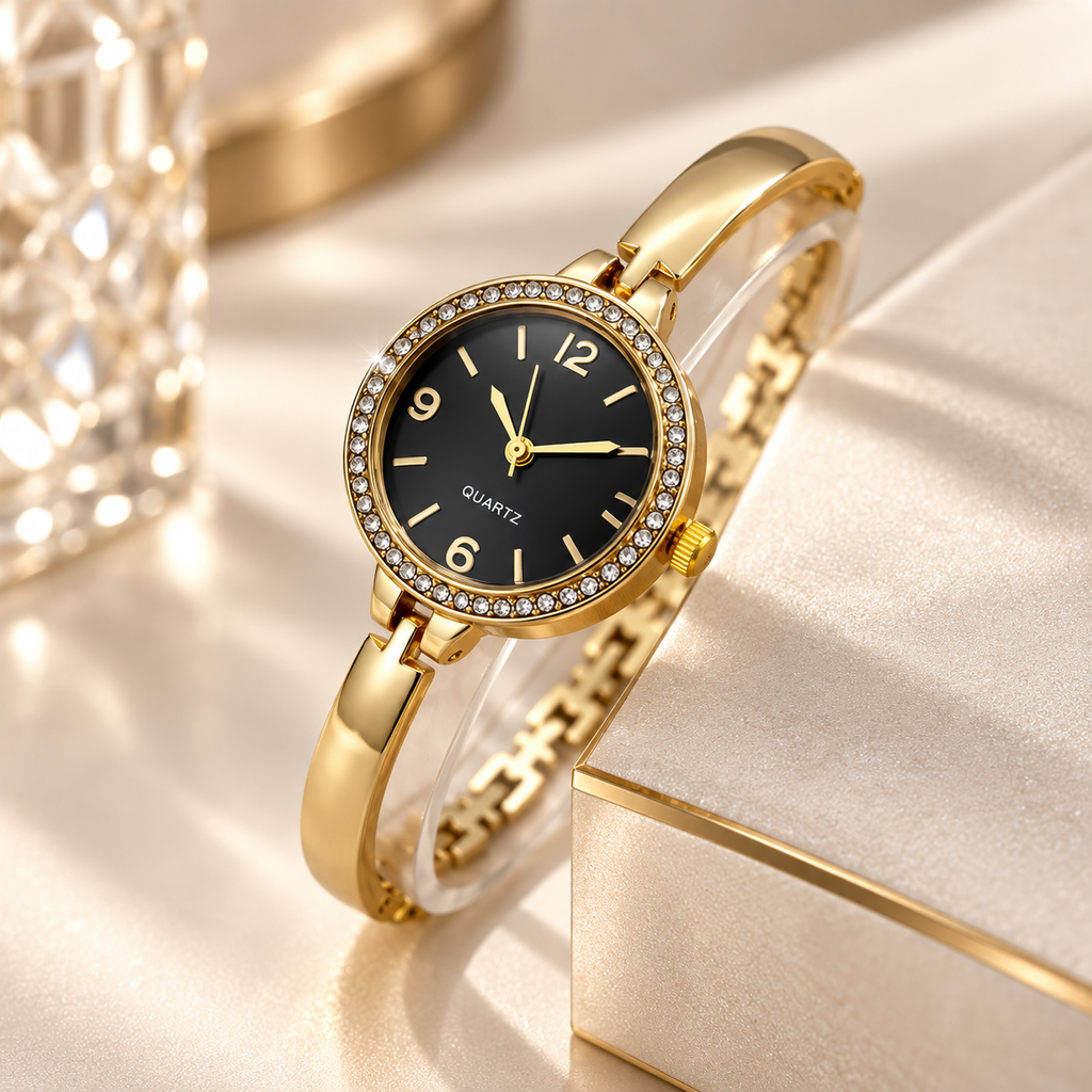 Isadora Crystal Bezel Quartz Bangle Watch