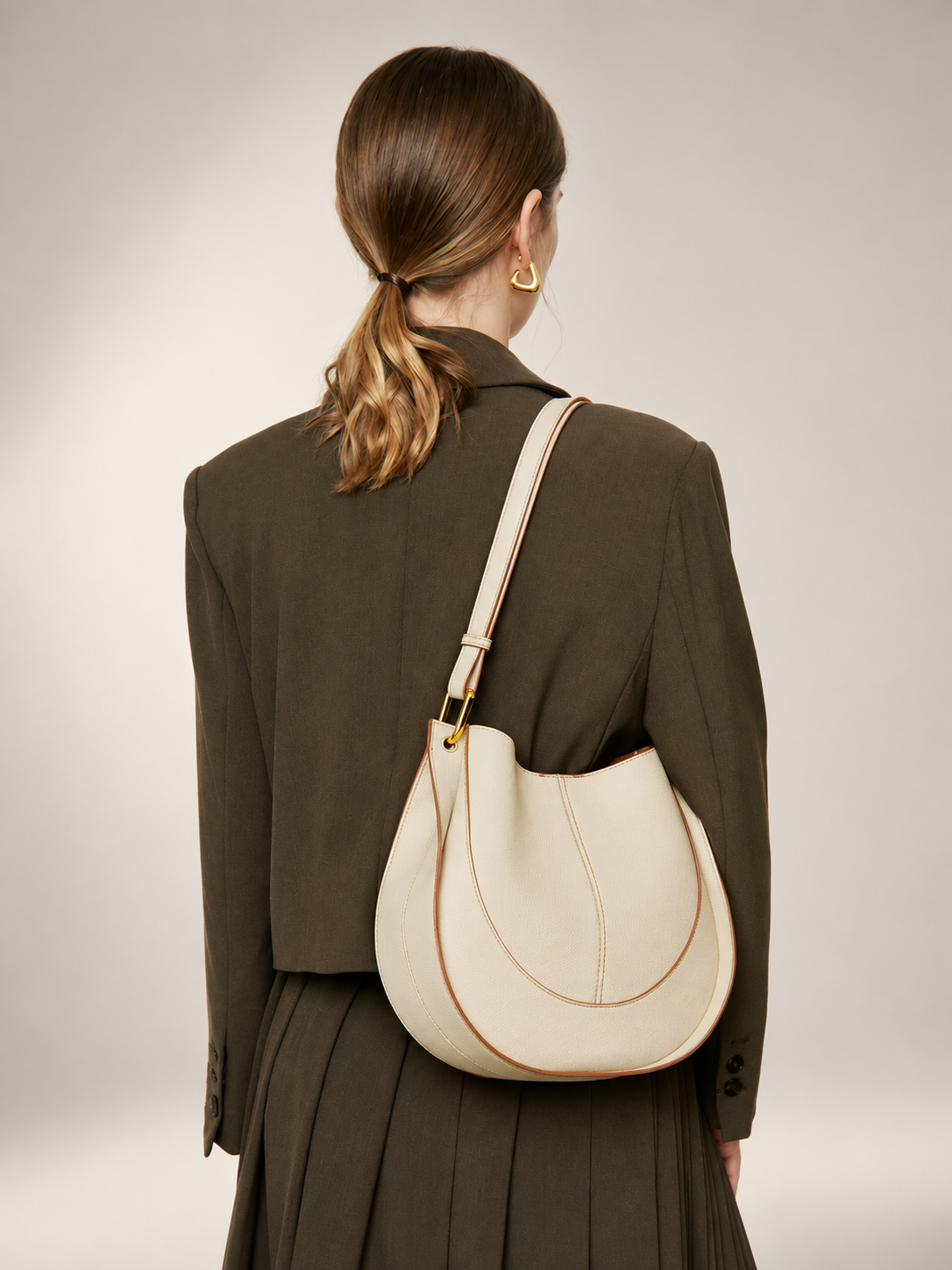 Genevieve Women’s Pebbled Crescent Shoulder Bag – Curved Hobo Crossbody Handbag