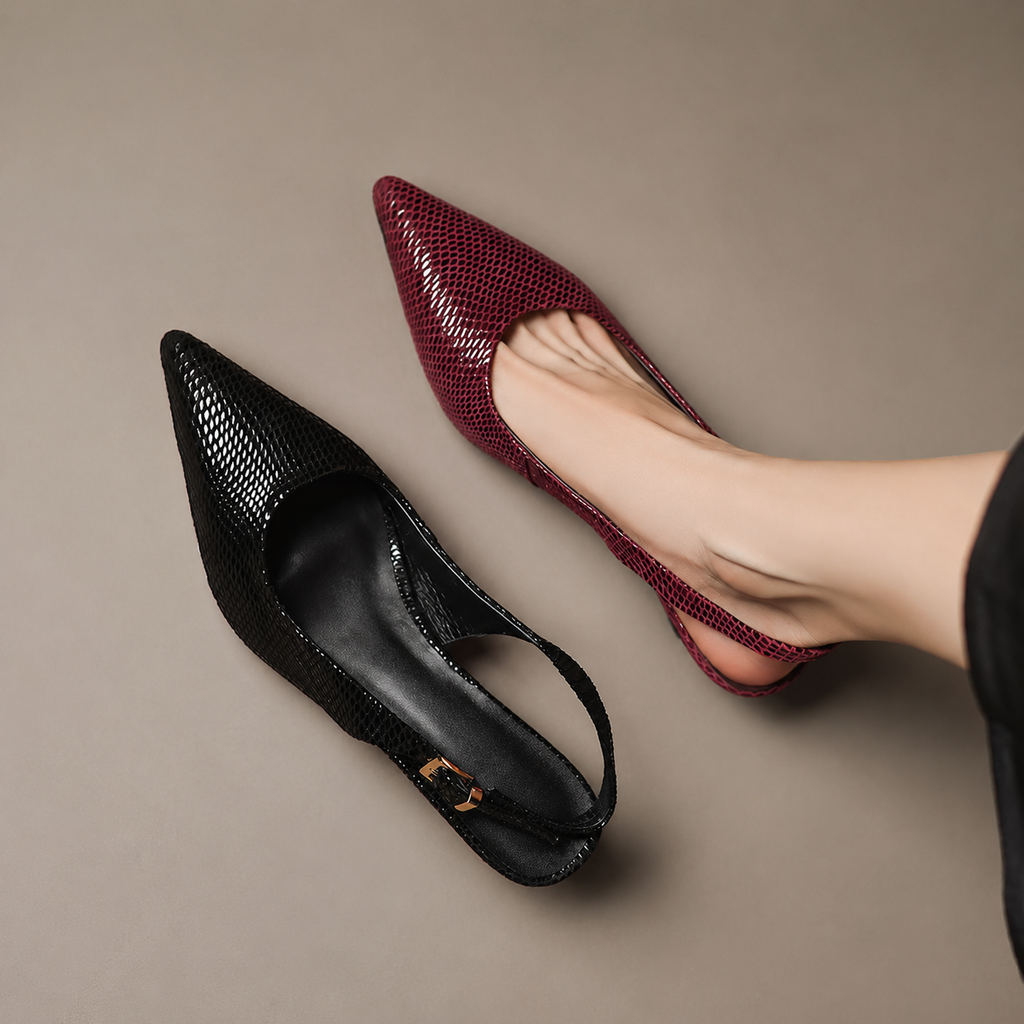 Clara Women’s Genuine Leather Pointed-Toe Slingback Heels