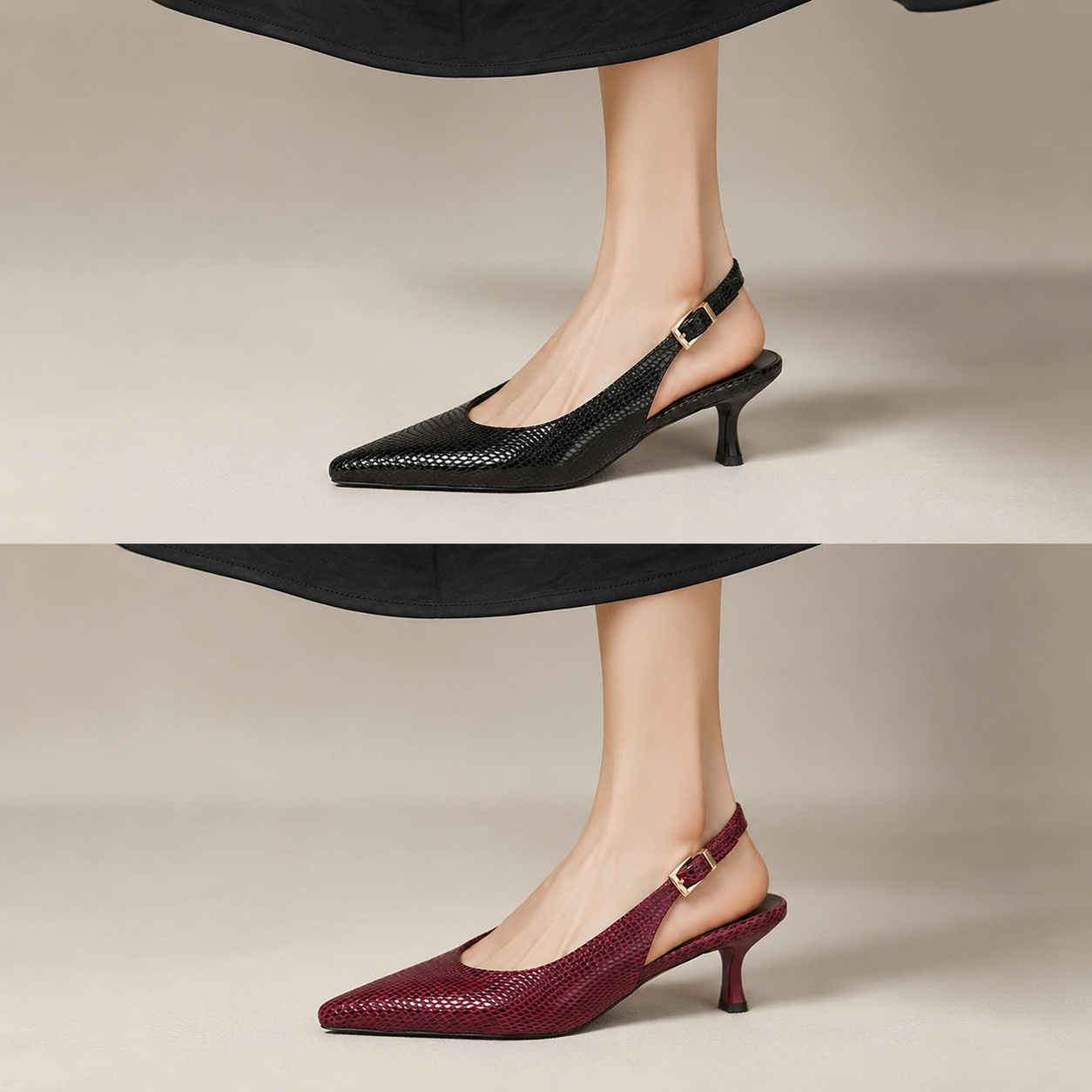 Clara Women’s Genuine Leather Pointed-Toe Slingback Heels