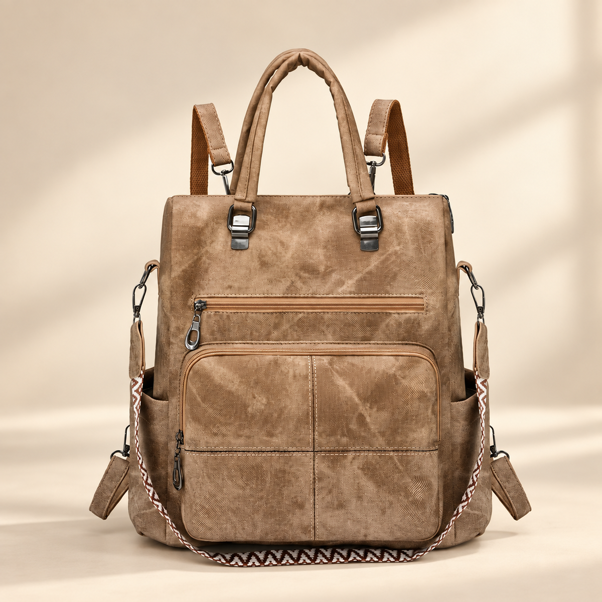 Harper Convertible Multi-Pocket Backpack Tote with Top Handles & Shoulder Strap