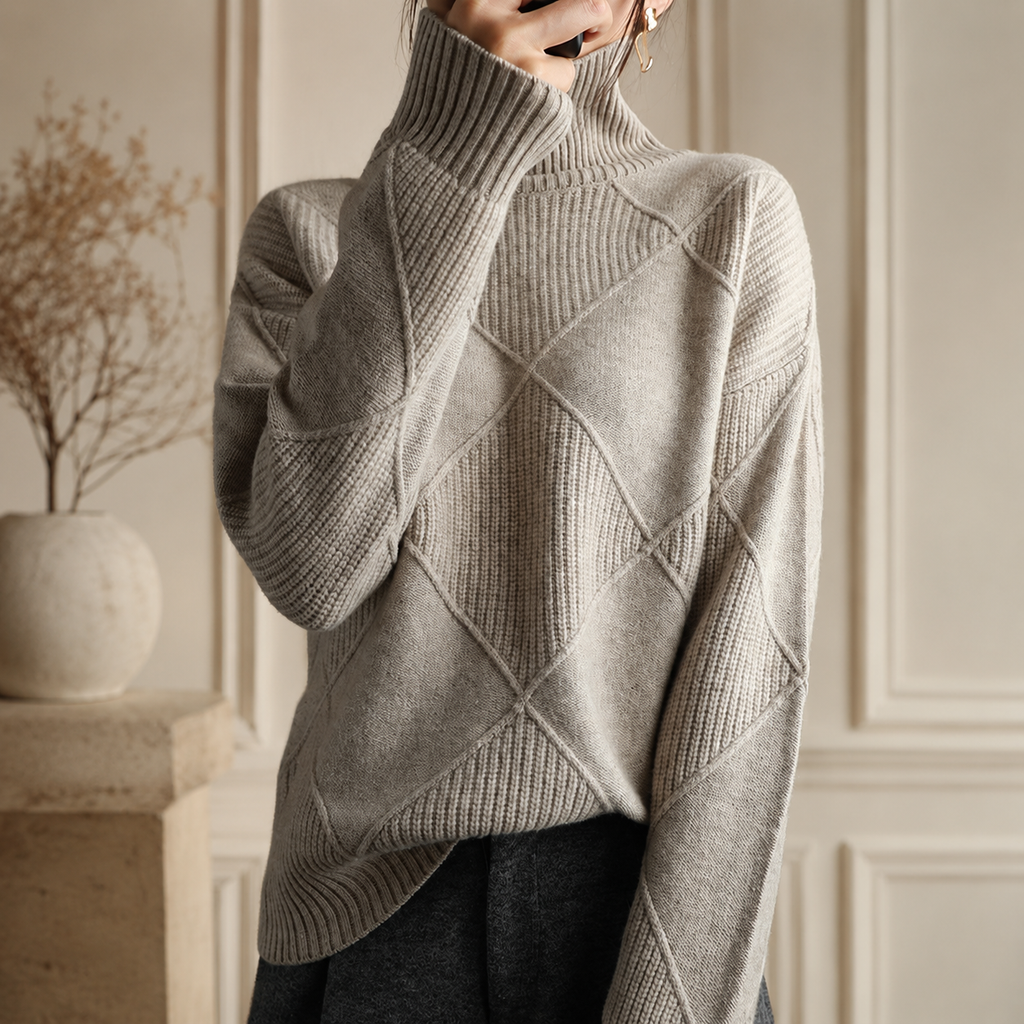 Luciana Women’s Checkered Turtleneck Sweater