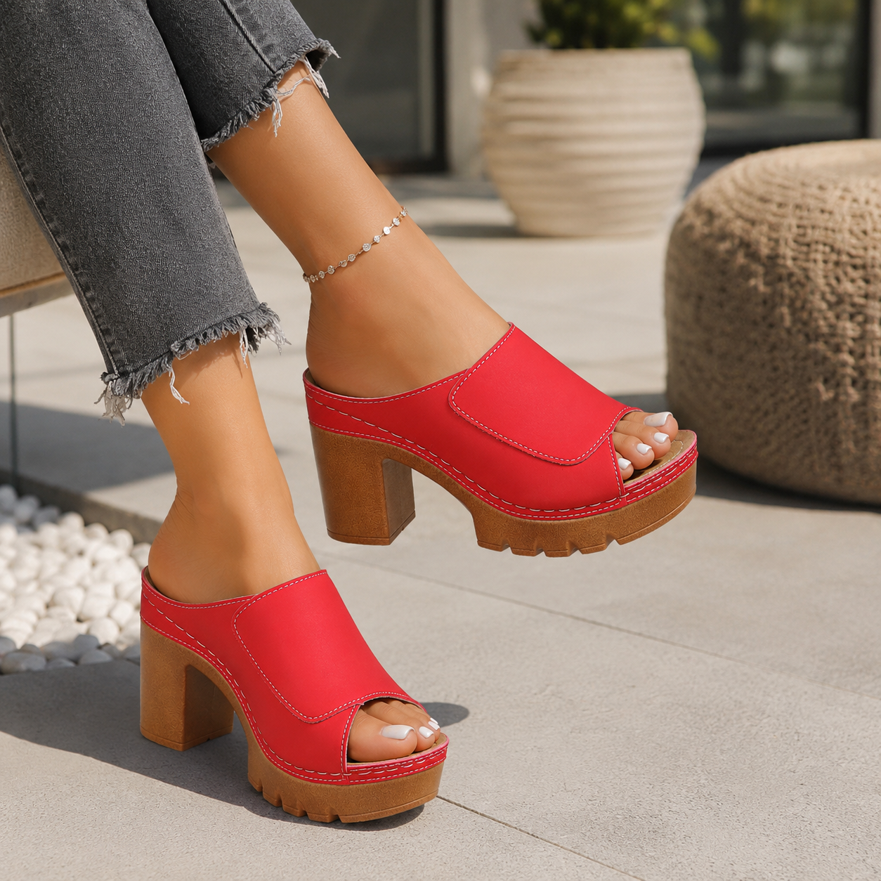 Olivia Platform Block-Heel Sandals