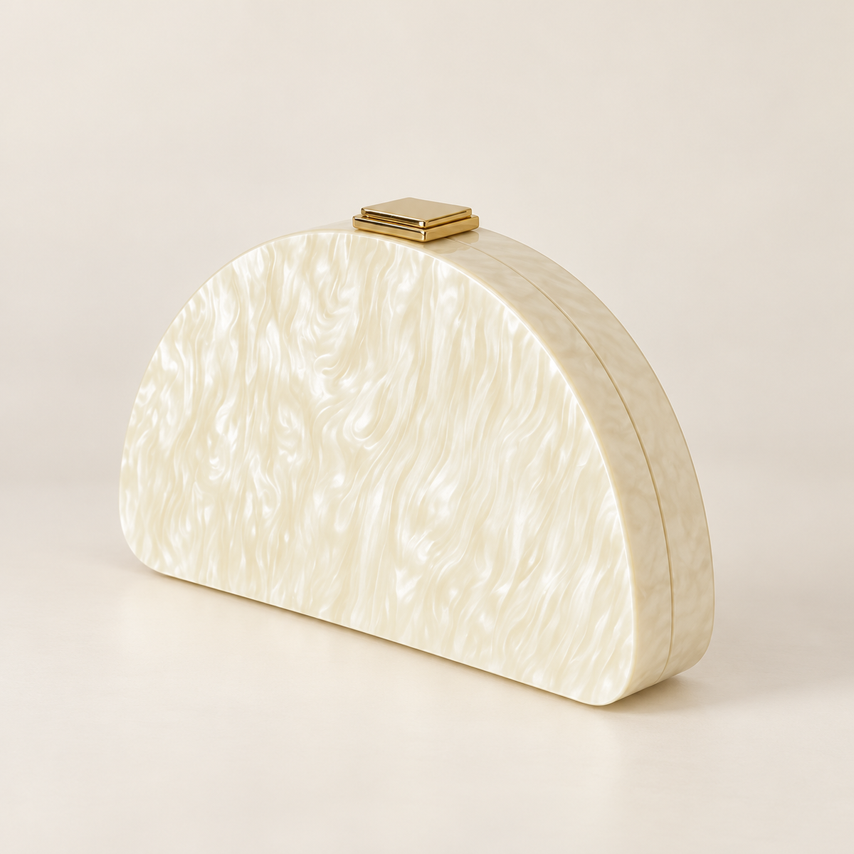 Isabella Pearl Acrylic Half-Moon Clutch Bag