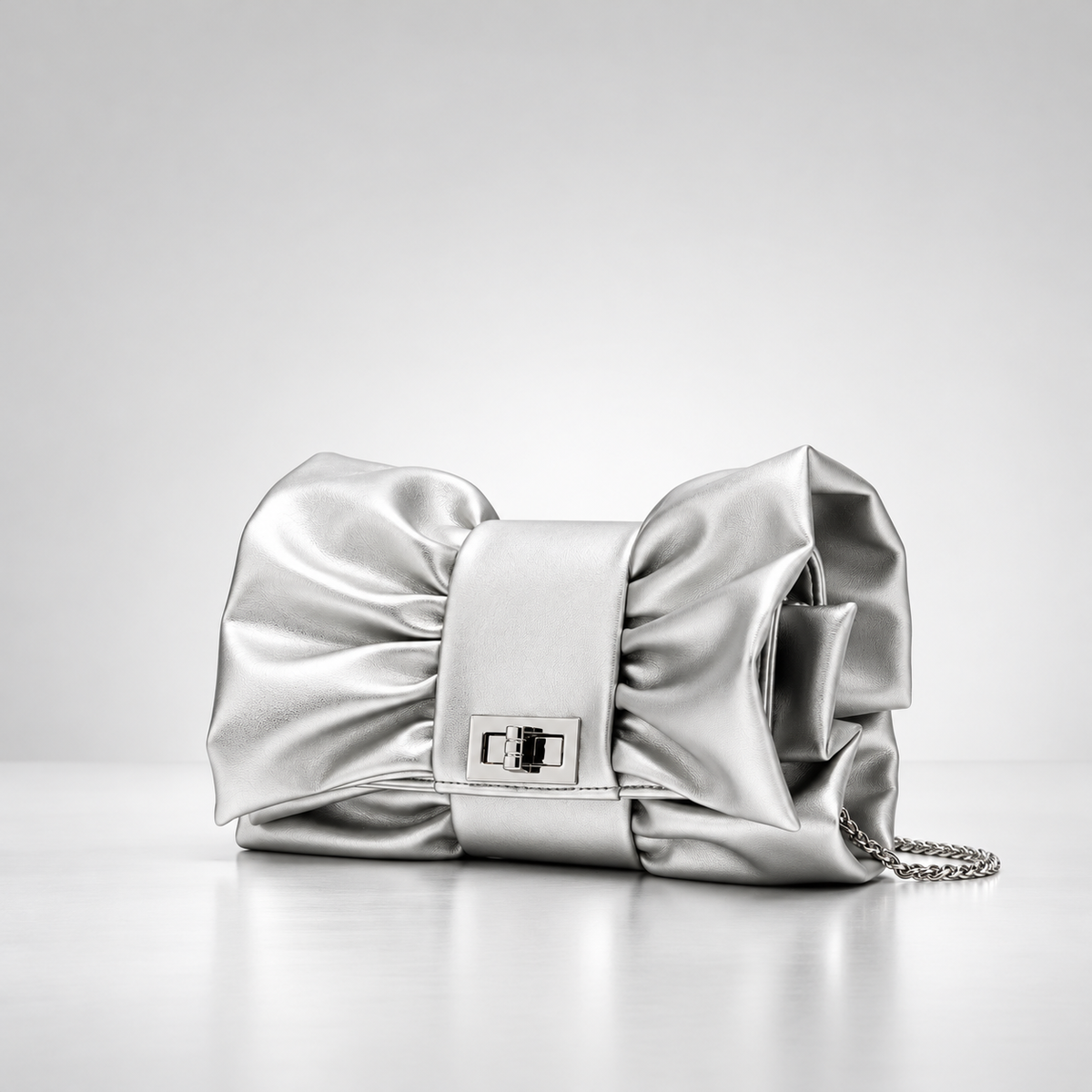 Bianca Bow Clutch Bag – Ruched Evening Purse
