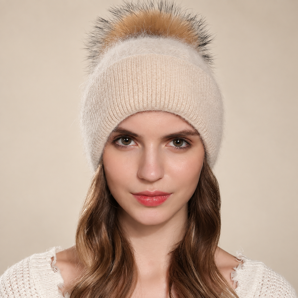 Amélie Women’s Plush Knit Pom-Pom Beanie
