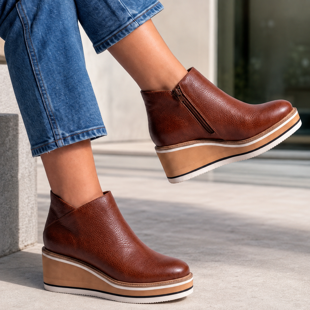 Elodie Women's Textured Wedge Ankle Boots