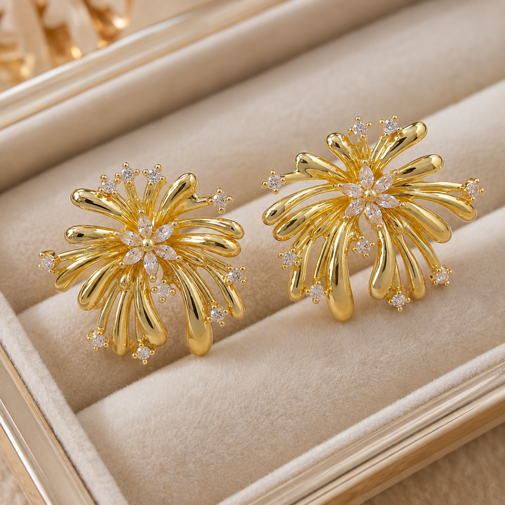 Charlotte Firework Floral Statement Earrings