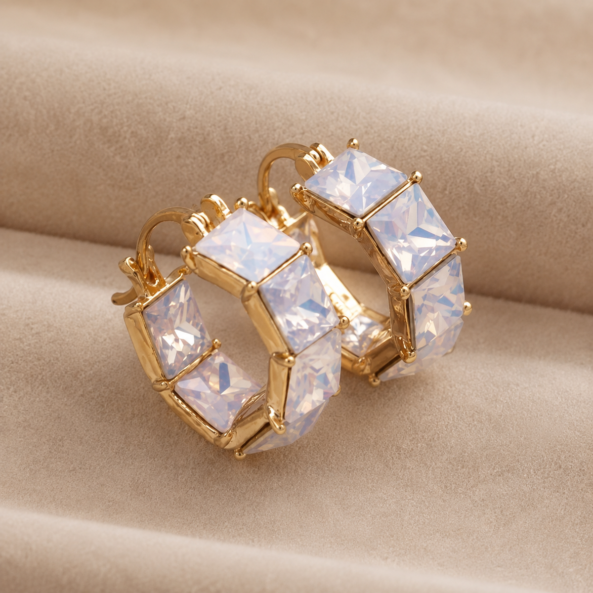 Savannah Prism Square Crystal Hoop Earrings