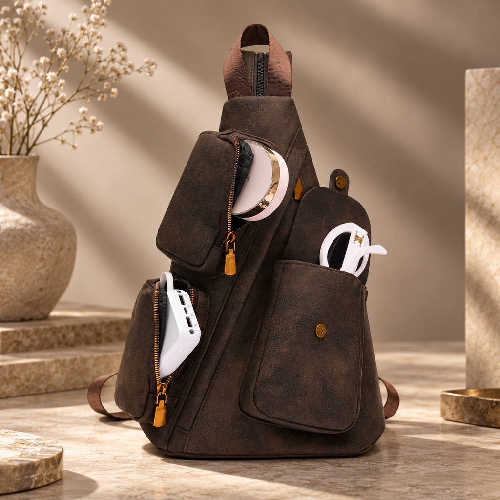 Marisol Women’s Multi-Pocket Sling Backpack – Convertible Crossbody Travel Bag