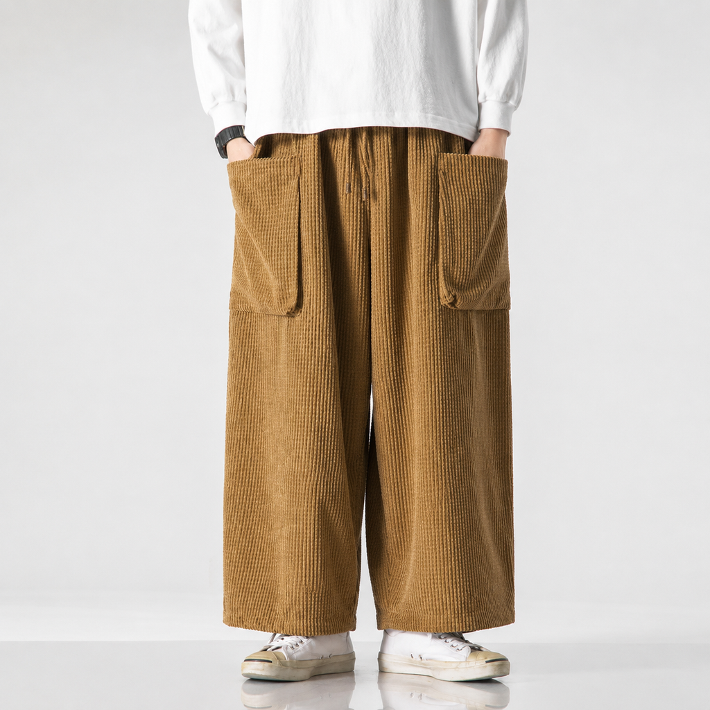 Marlowe Relaxed Wide-Leg Cargo Pants – Textured Fabric with Oversized Pockets