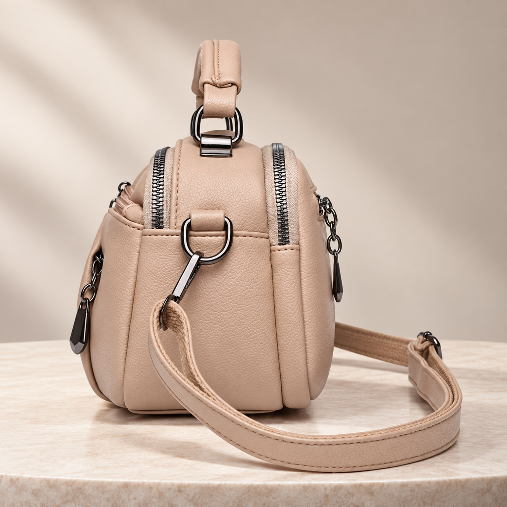 Lucienne Women’s Multi-Pocket Crossbody Handbag – Textured Top Handle Shoulder Bag