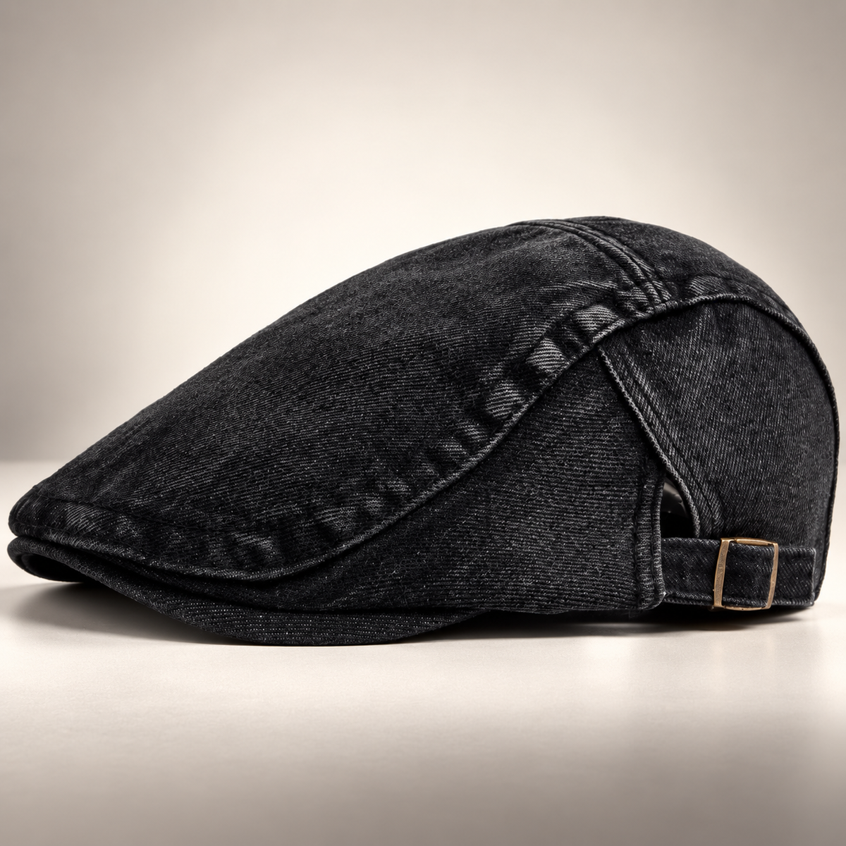 Arthur Denim Flat Cap with Adjustable Buckle