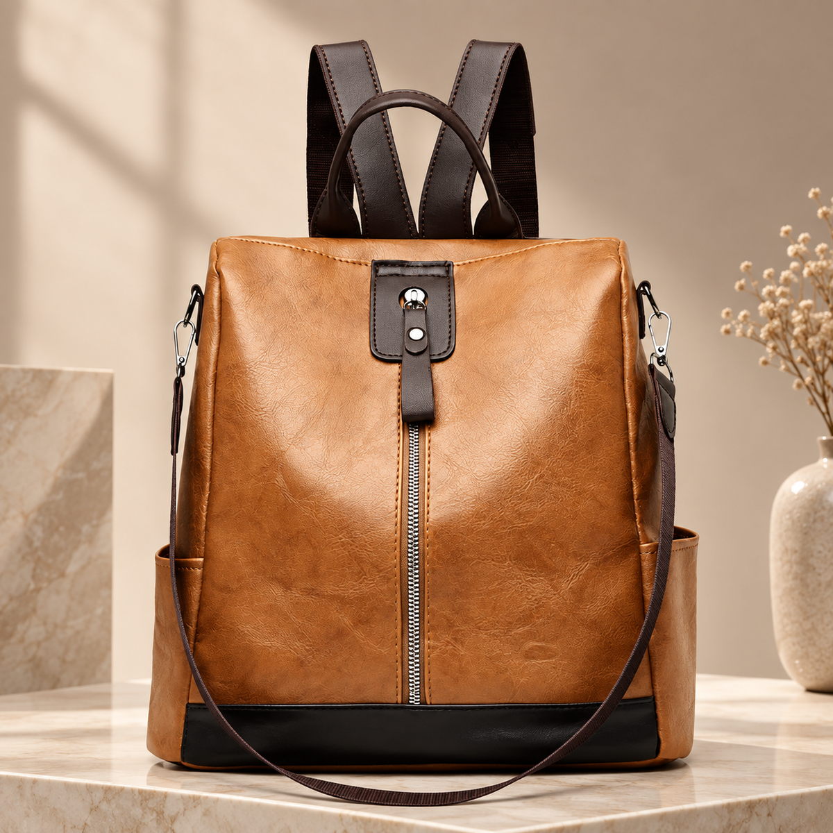 Alessandro Convertible Backpack Purse – Multi-Way Shoulder Bag with Zipper Closure
