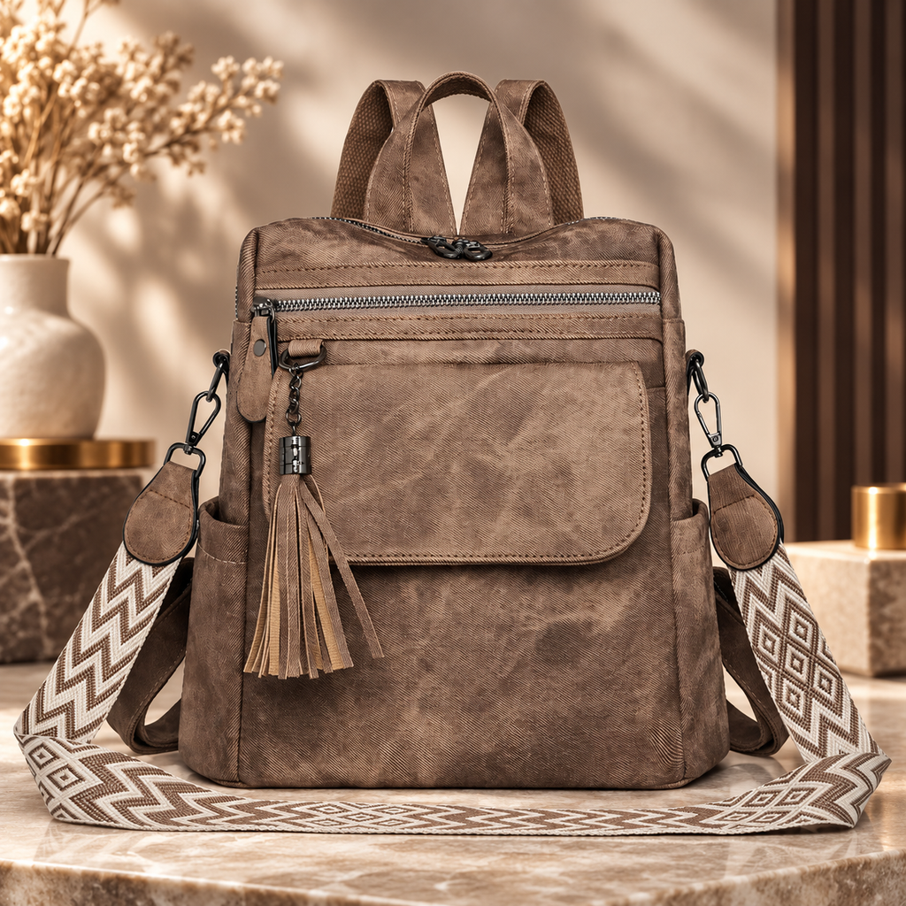 Camille Women’s Convertible Backpack Purse – Washed Canvas Crossbody Shoulder Bag
