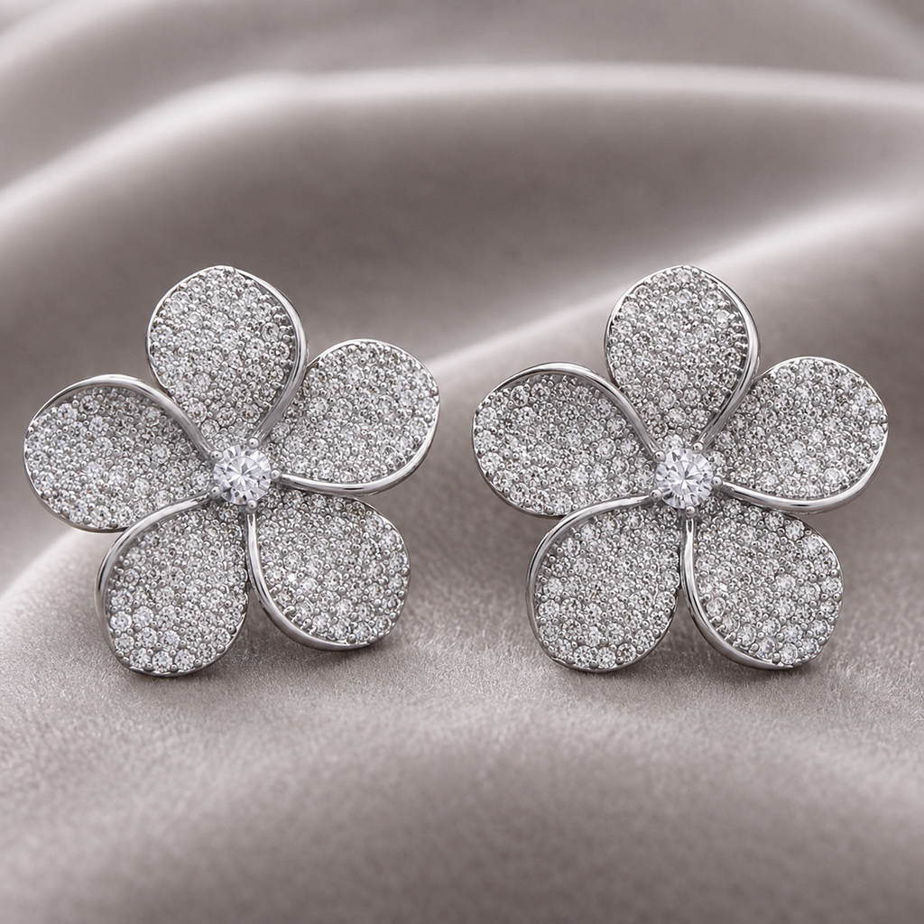 Madison Bloom Crystal Flower Stud Earrings