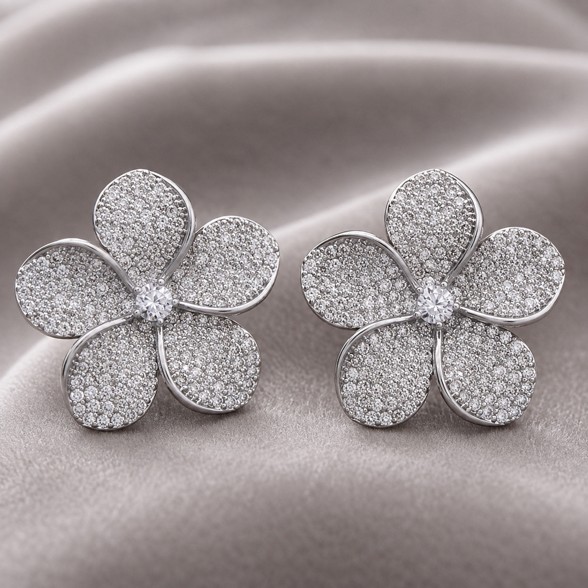 Madison Bloom Crystal Flower Stud Earrings