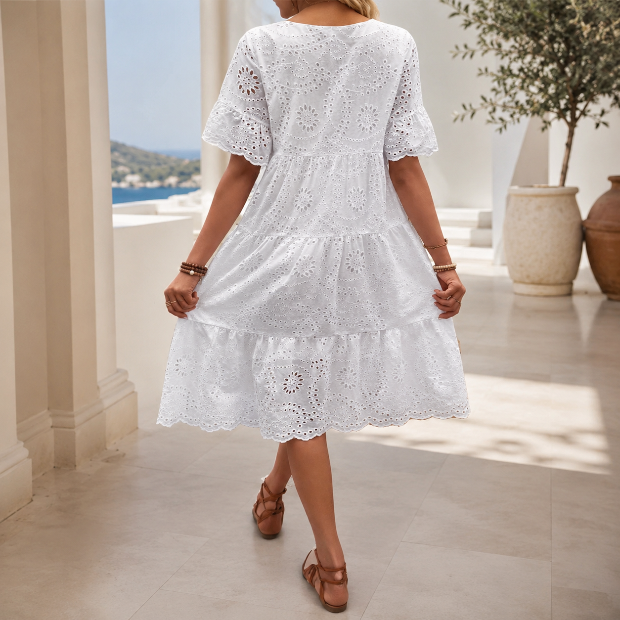 Brooklyn Women’s Eyelet Tiered Dress