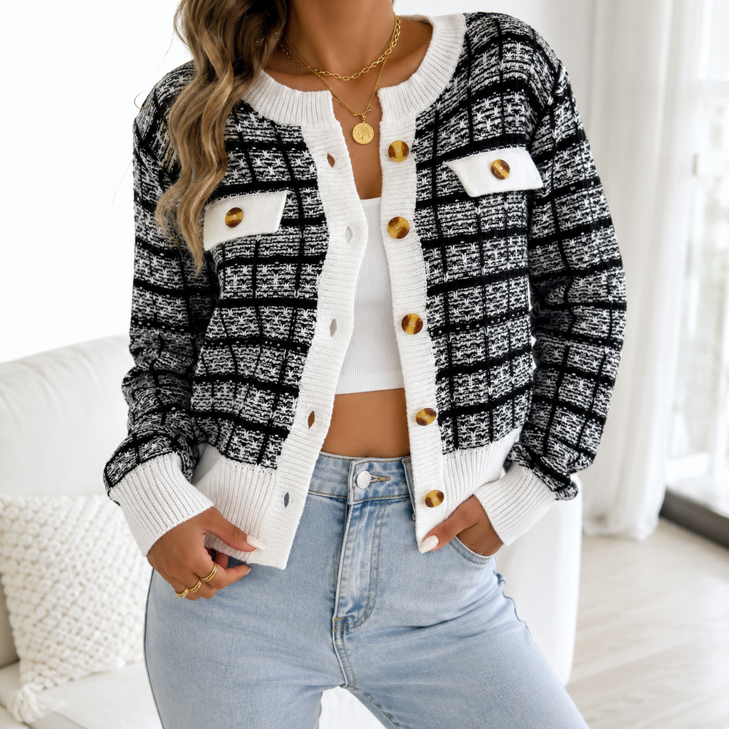 Lavinia Women’s Plaid Knit Cardigan