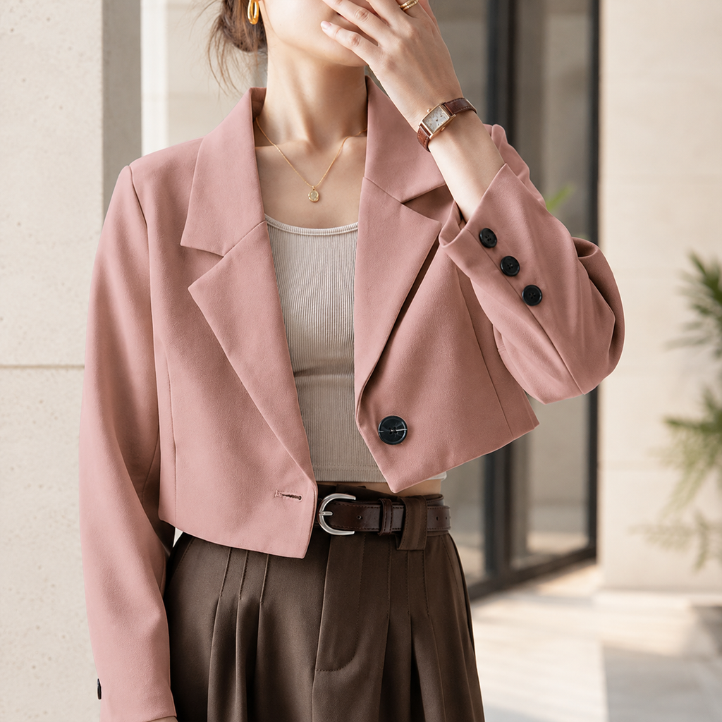 Vivienne Women's Cropped Single-Button Tailored Blazer