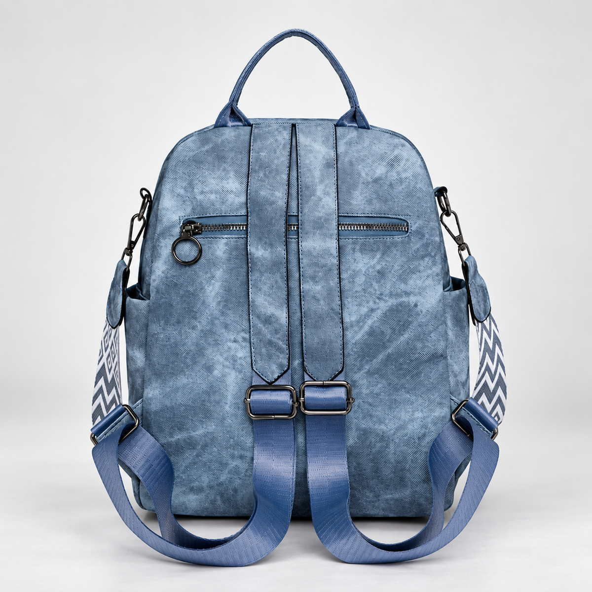 Bianca Convertible Textured Backpack – Multi-Zip Shoulder Bag with Top Handle