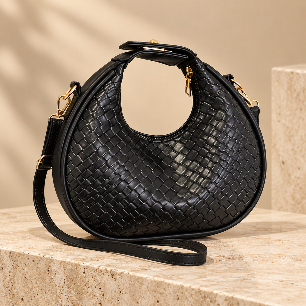 Alessia Textured Crescent Handbag