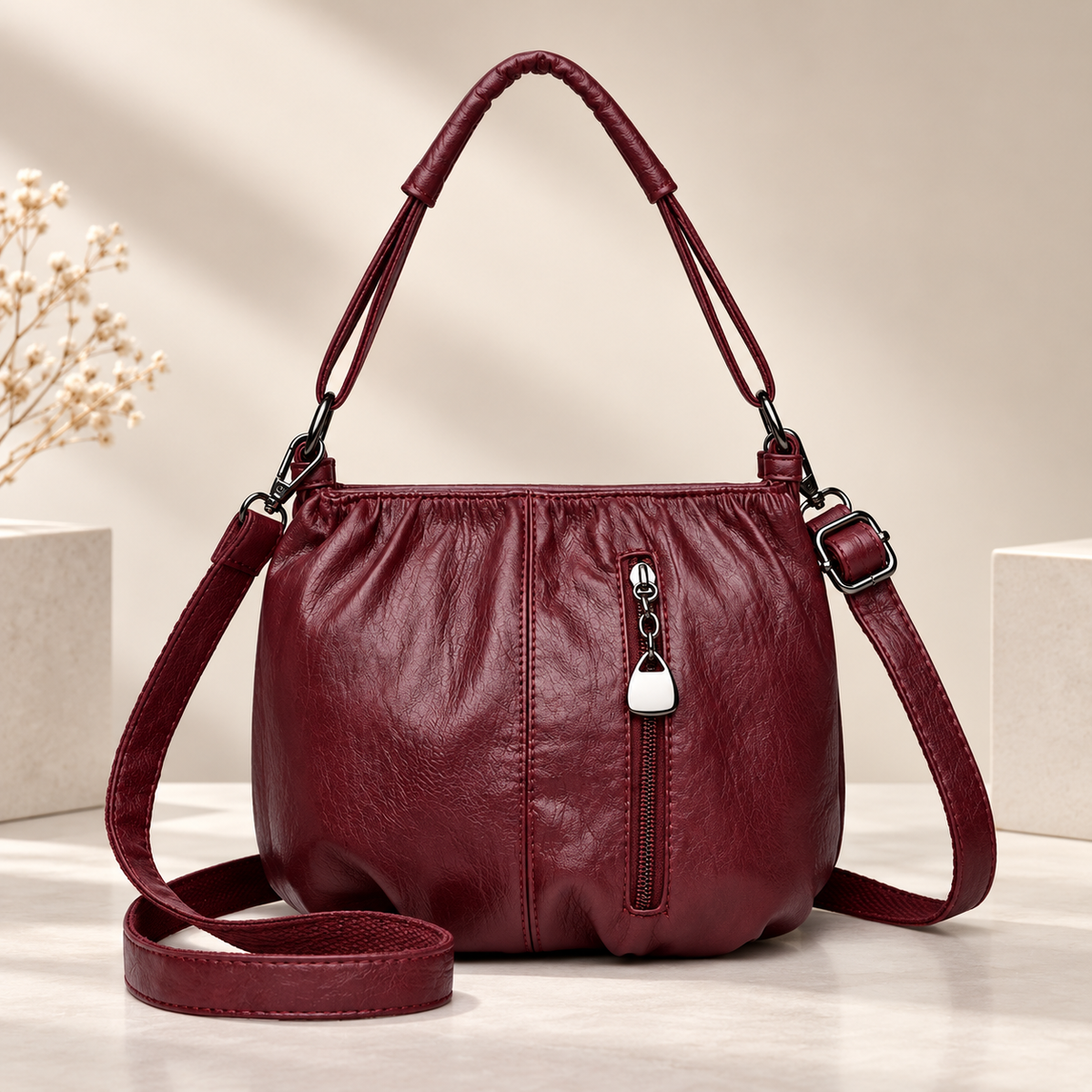 Marcella Women's Soft-Texture Shoulder Bag with Adjustable Crossbody Strap