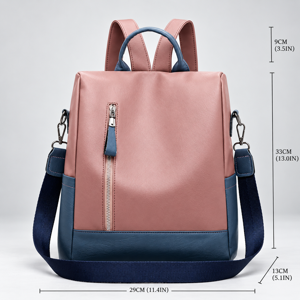 Colette Women’s Anti-Theft Convertible Backpack Purse – Two-Tone Shoulder Bag with Rear Access