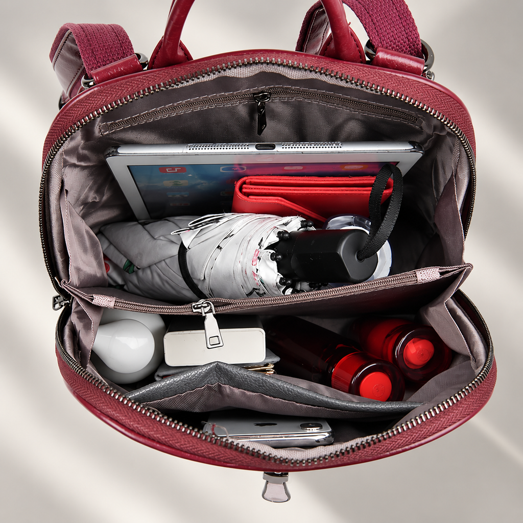 Veronica Convertible Backpack Purse with Top Handle and Multi-Zip Compartments