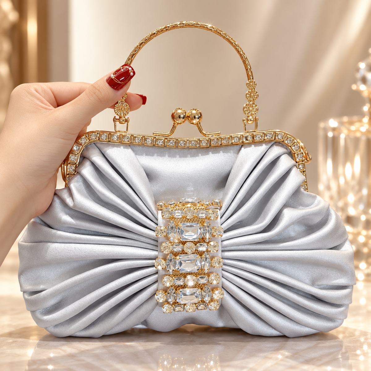 Celeste Crystal-Embellished Evening Clutch Bag