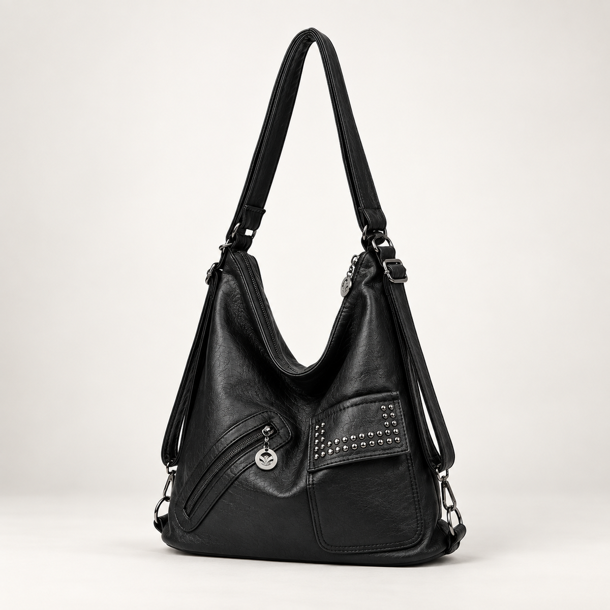 Elodie Women’s Hobo Shoulder Bag with Studded Pockets