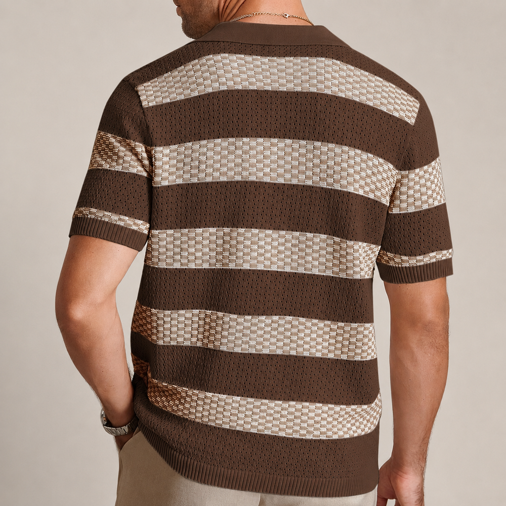 Evan Men’s Textured Stripe Knit Polo